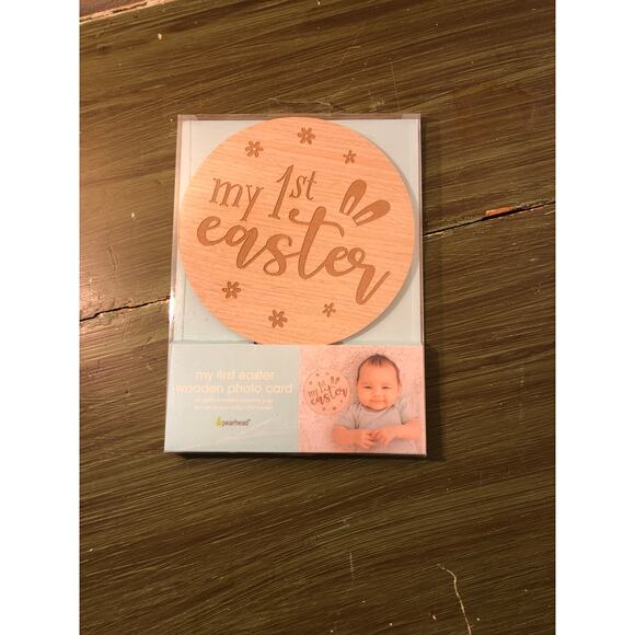 Pearhead NWT "My First Easter" Wooden Carved Photo Card - Picture 1 of 5